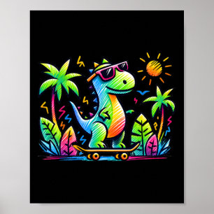 Kidcore Estetisk Dinosaurie Skateboard-doodle Al Poster