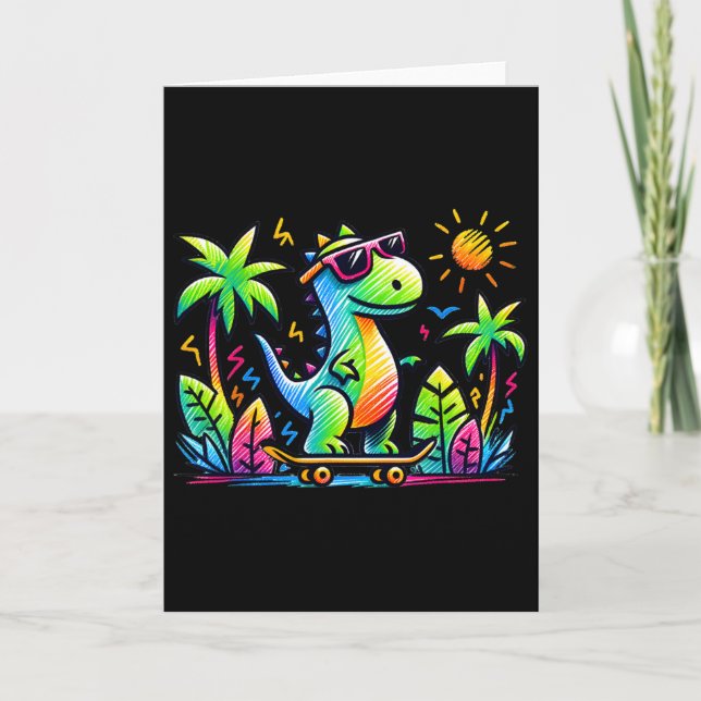 Kidcore Estetisk Dinosaurie Skateboard Teckning Al Kort (Framsida)