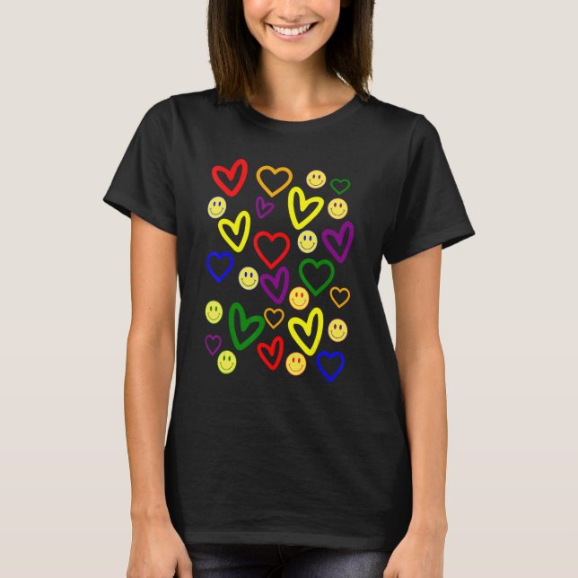Kidcore Heart Ansikte Aesthetic T Shirt (Framsida)