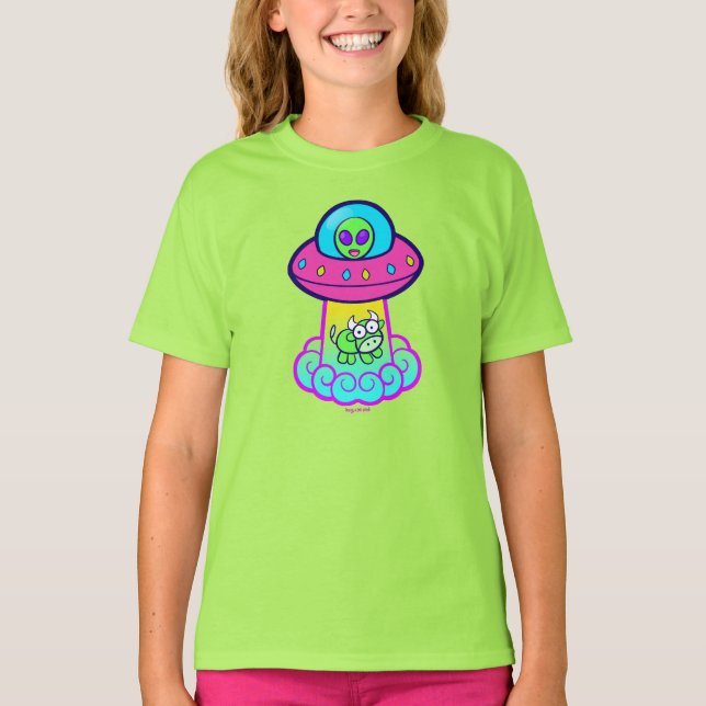 Kidcore UFO Cute Kawaii T Shirt (Framsida)