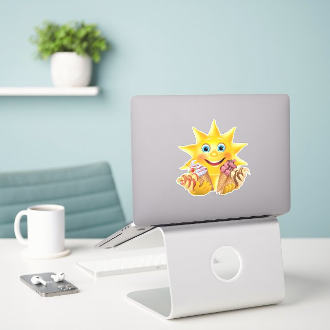 Kiddeklistick med iskon klistermärken (Laptop På Skrivbordet)
