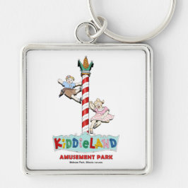 Kiddieland Melrose Park, IL, Pole Sign Fyrkantig Silverfärgad Nyckelring