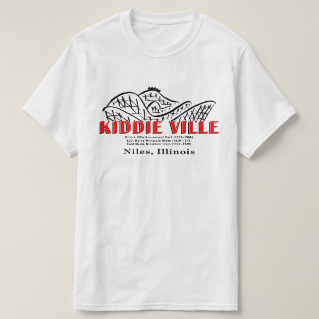 Kiddieville Amusement Park, Niles, Illinois Tee Shirt (Design framsida)