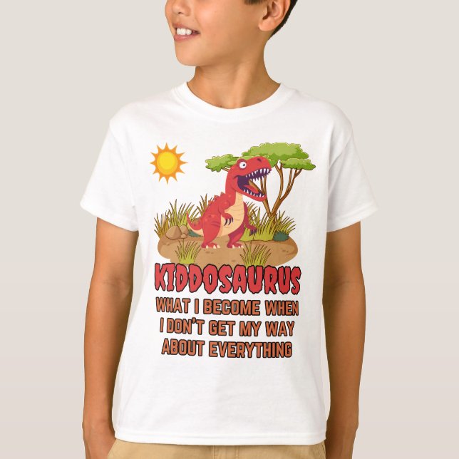 Kiddosaurus T-Rex Kids T-Shirt (Framsida)