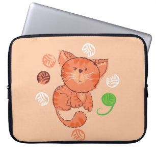Kiddy röd leksak-katt, sömlös mönster laptop fodral
