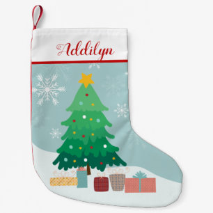 Kider i Snöflingor och Cute Julgran Liten Julstrumpa