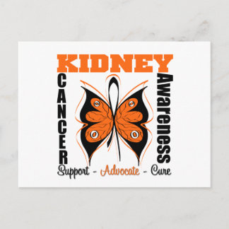 Kidney Cancer Awareness Orange Butterfly Vykort