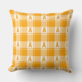 Kidney Cancer Awareness Plaid Orange Ribbon Kudde