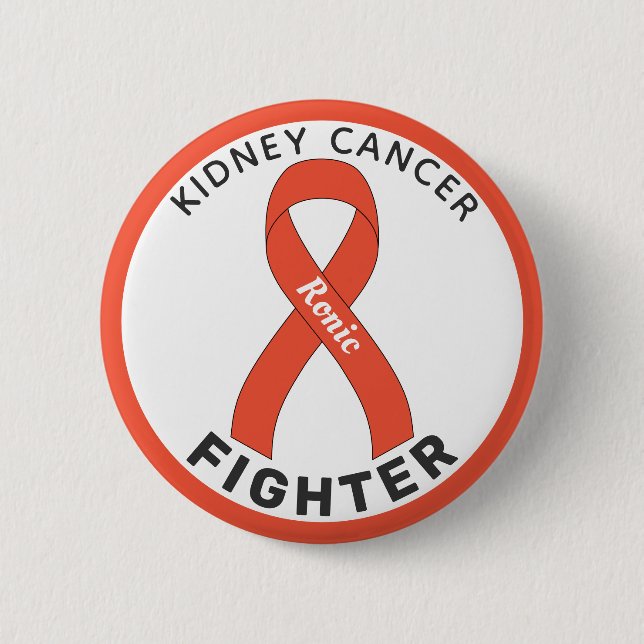 Kidney Cancer Fighter Ribbon White Button Knapp (Framsida)