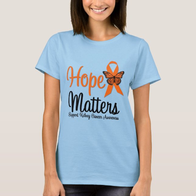 Kidney Cancer HOPE FRÅGOR T Shirt (Framsida)