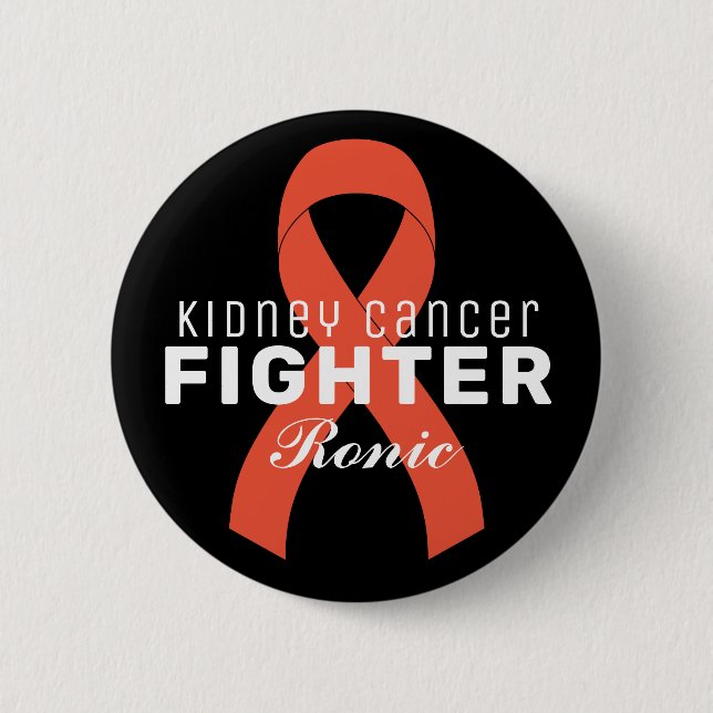 Kidney Cancer Ribbon Black Button Knapp (Framsida)
