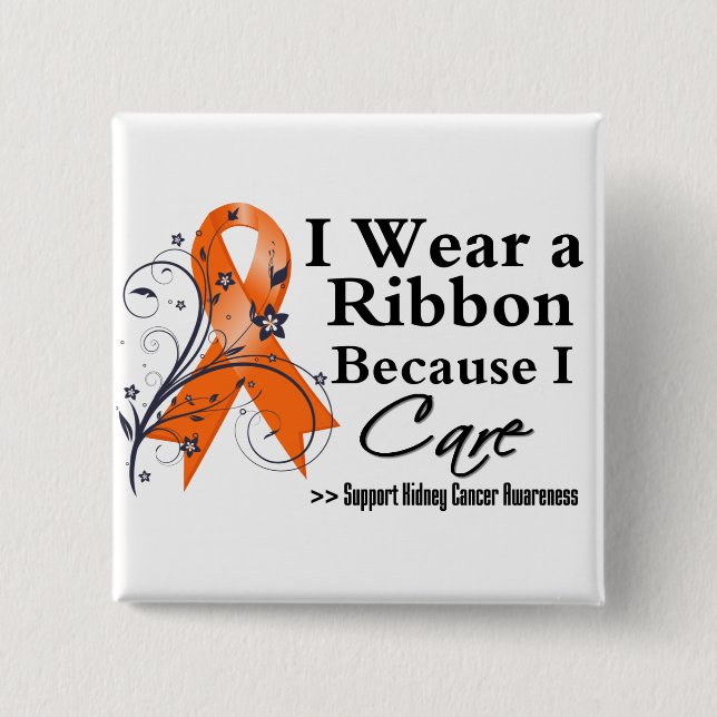 Kidney Cancer Ribbon för att jag vårdar v2 Knapp (Framsida)
