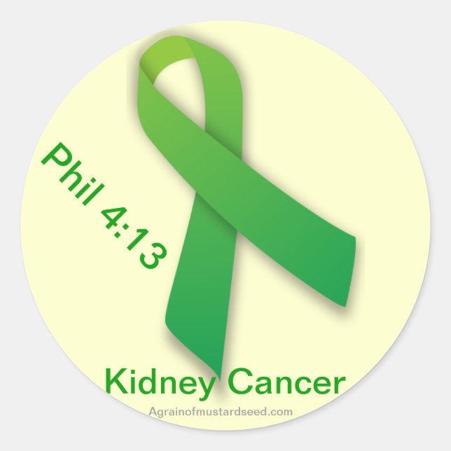 Kidney Cancer Ribbon Runt Klistermärke (Framsida)