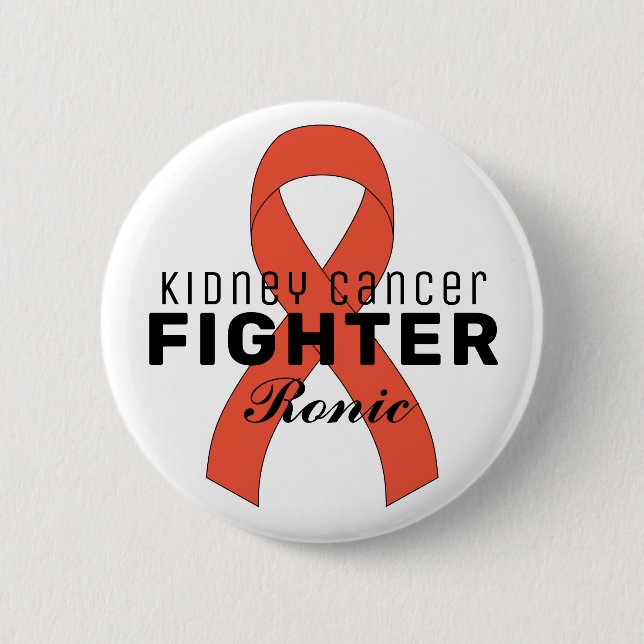 Kidney Cancer Ribbon White Button Knapp (Framsida)