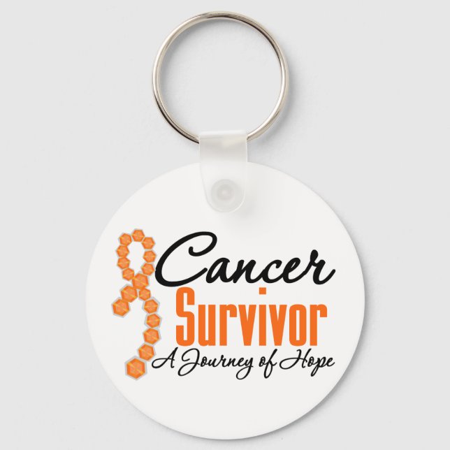 Kidney Cancer Survivor Journey Orange Ribbon Nyckelring (Framsida)