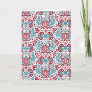 Kidney Damask in Red/Teal Kort