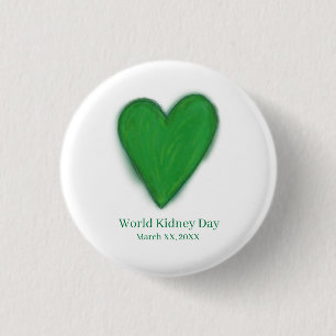 Kidney Day Grönt Awareness Ribbon Buton Pin Knapp
