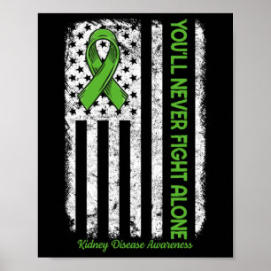 Kidney Disease Awaren Flagga Ensam Grönt Poster