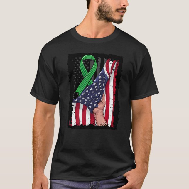 Kidney Disease Awareness American Flagga Ribbo T Shirt (Framsida)