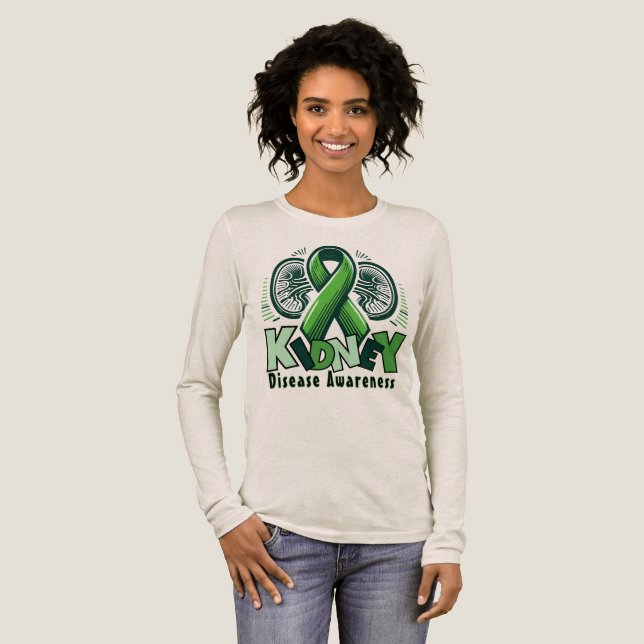Kidney Disease Awareness – Green Ribbon T-Shirt (Hel framsida)