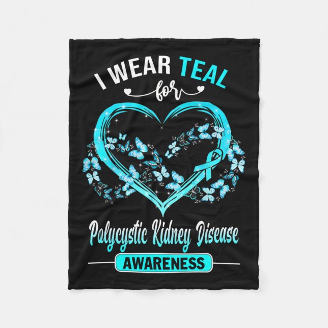 Kidney Disease Awareness I Bära Teal Butterfly Fleecefilt (Framsidan)