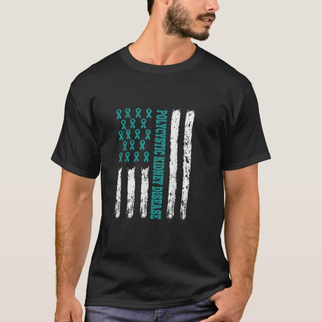 Kidney Disease Awareness PKd Related Teal Ribbon T Shirt (Framsida)