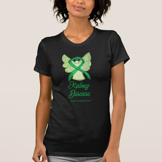 Kidney Disease Awareness Ribbon Angel Art Shirt T Shirt (Framsida)