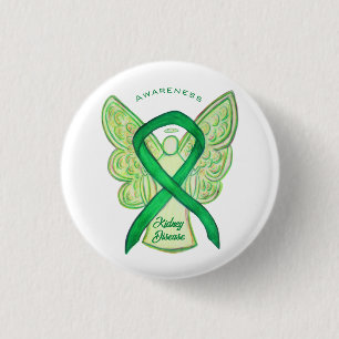Kidney Disease Awareness Ribbon Angel Button Knapp