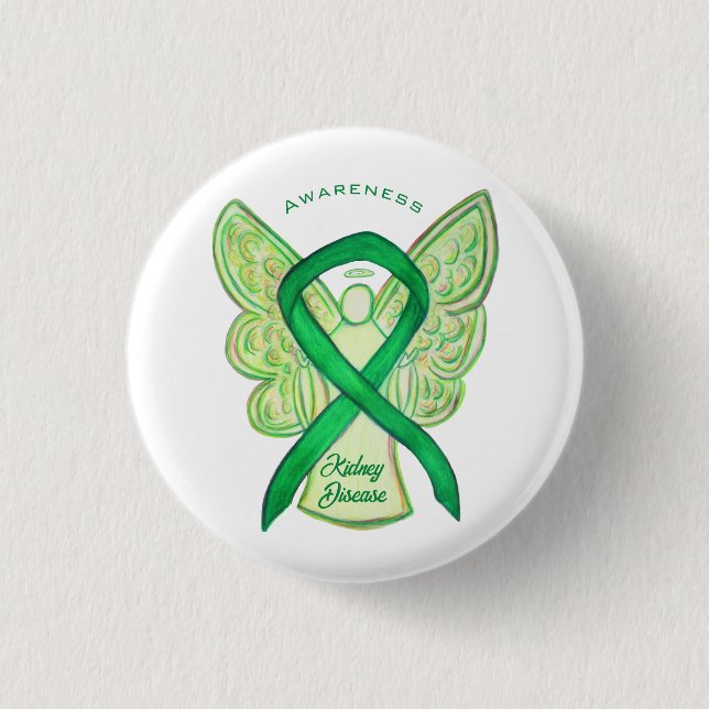Kidney Disease Awareness Ribbon Angel Button Knapp (Framsida)