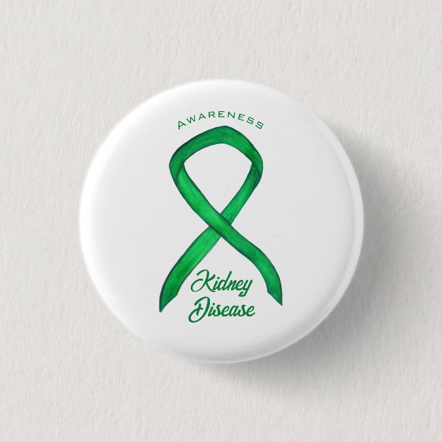 Kidney Disease Awareness Ribbon Anpassningsbar But Knapp (Framsida)