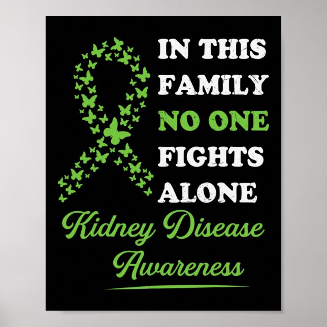 Kidney Disease Awareness Ribbon Family Ingen slåss Poster (Framsidan)