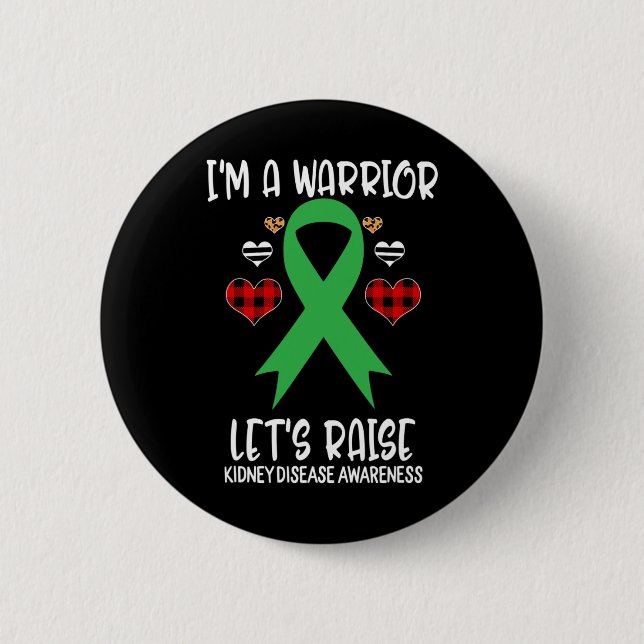 Kidney Disease Awareness Ribbon Jag är Warrior Låt Knapp (Framsida)