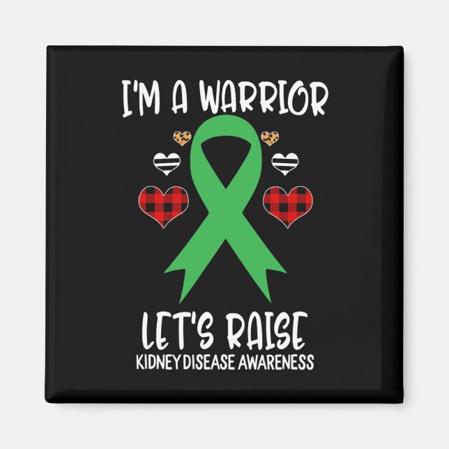 Kidney Disease Awareness Ribbon Jag är Warrior Låt Magnet (Framsidan)