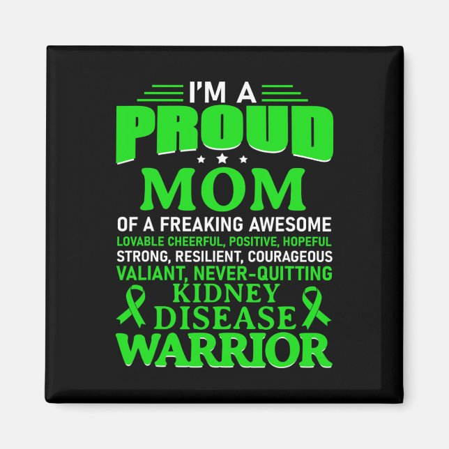 Kidney Disease Awareness Survivor Grönt Ribbon Mam Magnet (Framsidan)