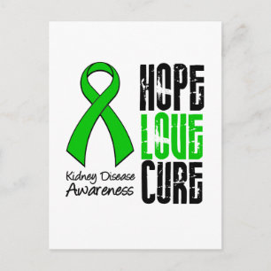 Kidney Disease Hope Kärlek Cure Ribbon Vykort