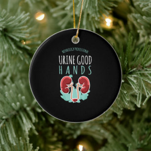 Kidney Doktor Urology Gift Urine Bra Händer Julgransprydnad Keramik