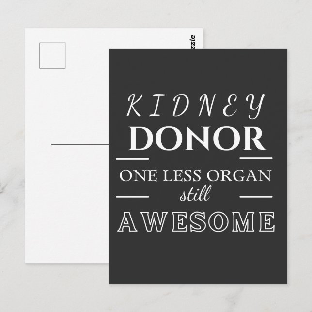 Kidney Donor Tack Vykort (Fram/baksida)