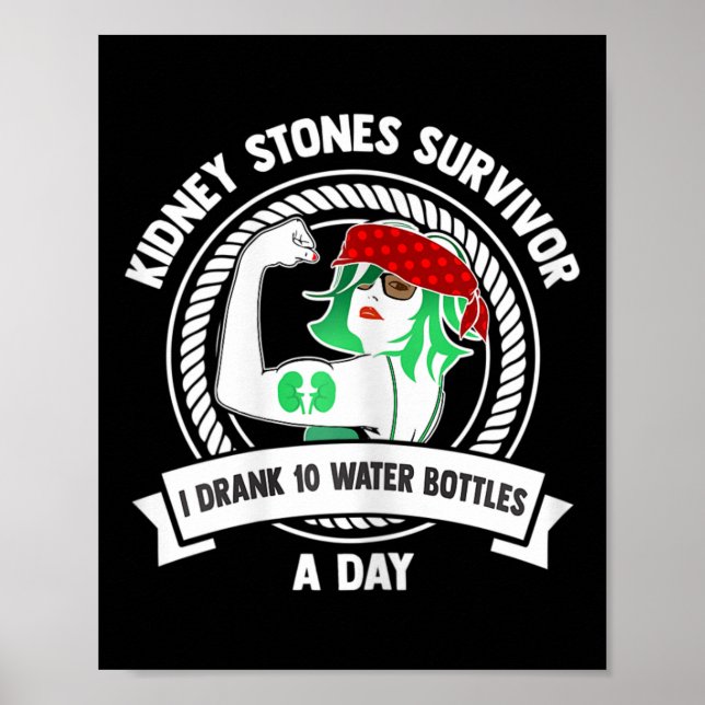 Kidney Surgery Gift - Flexing Woman Kidney Stones Poster (Framsidan)