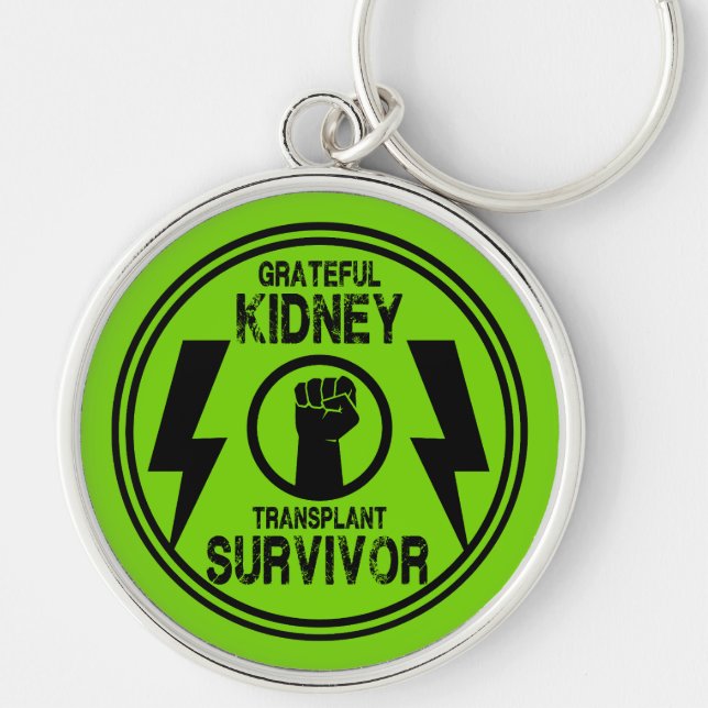 Kidney Transplant Survivor Rund Silverfärgad Nyckelring (Framsidan)