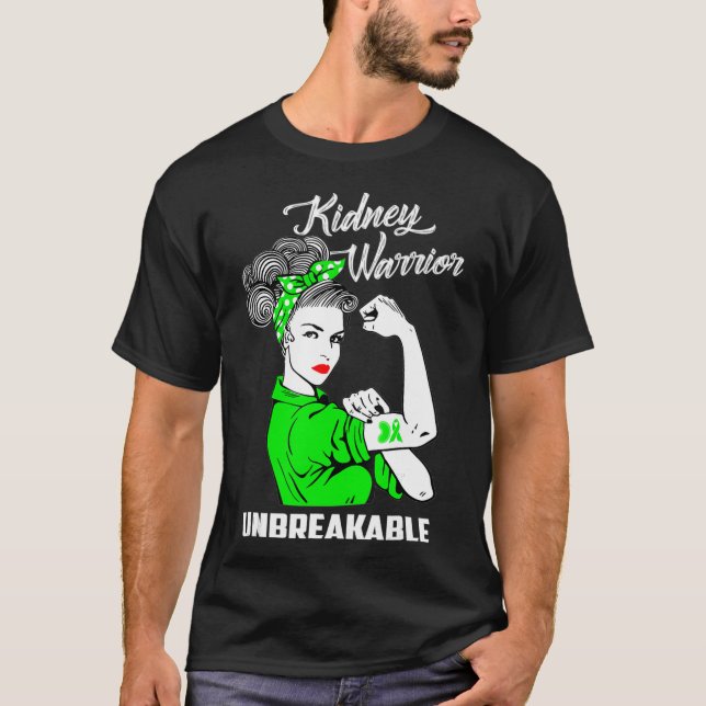 Kidney Warrior Obrytable Kidney Awareness Gift T Shirt (Framsida)