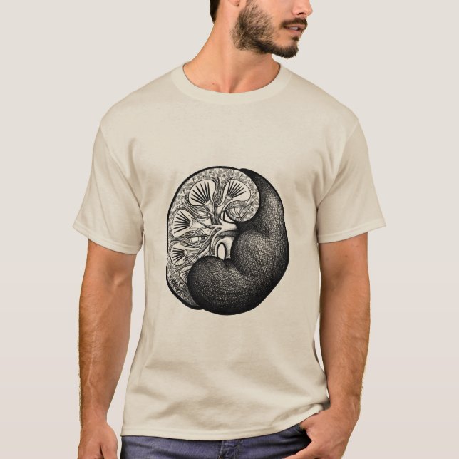 Kidney Yin Yang - surreal paisley anatomy T Shirt (Framsida)