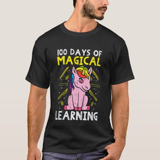Kids 100 Days Magical Learning Unicorn 100th Day S T Shirt (Framsida)
