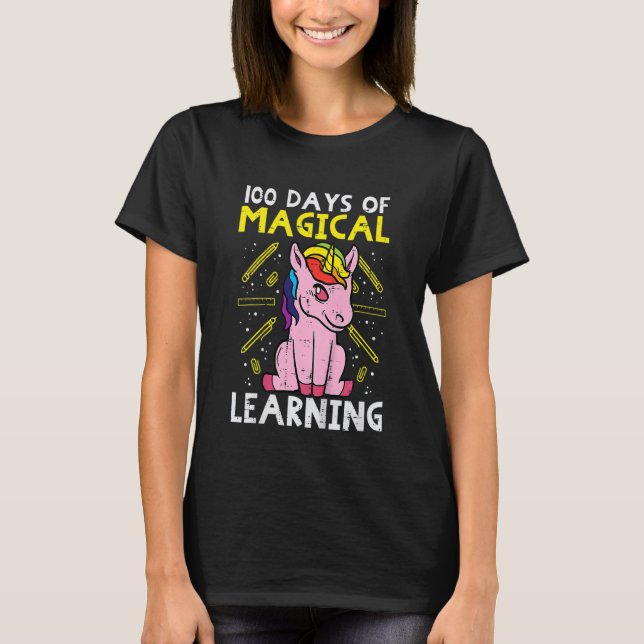 Kids 100 Days Magical Learning Unicorn 100th Day S T Shirt (Framsida)