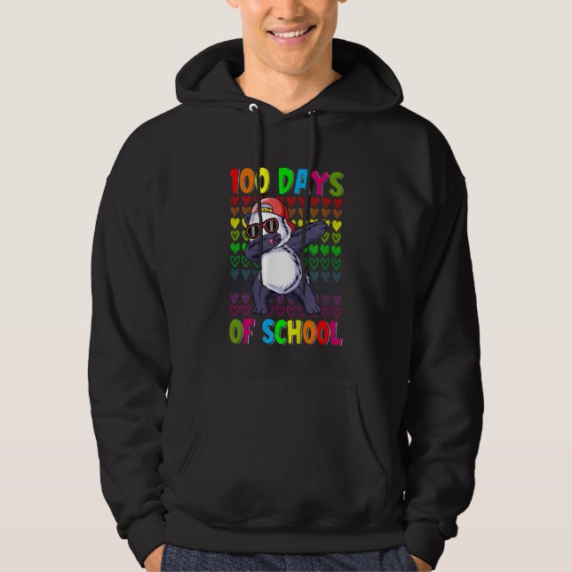 Kids 100 Days Of School Hearts  Dabbing Panda 100t Hoodie (Framsida)