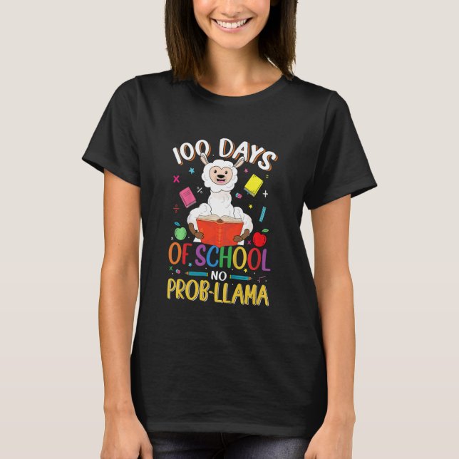 Kids 100 Days Of School No Prob-llama Llama Teache T Shirt (Framsida)