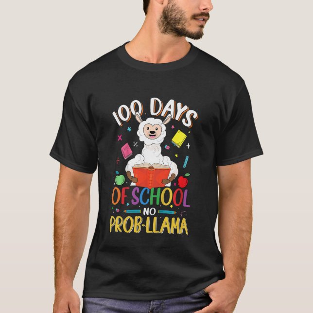 Kids 100 Days Of School No Prob-llama Llama Teache T Shirt (Framsida)