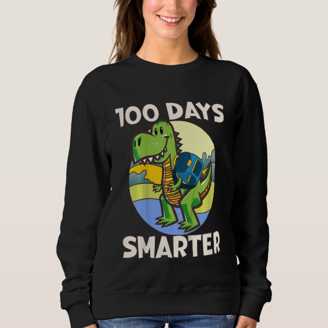 Kids 100 days smarter, Cute dino Happy 100th Day o T Shirt (Framsida)