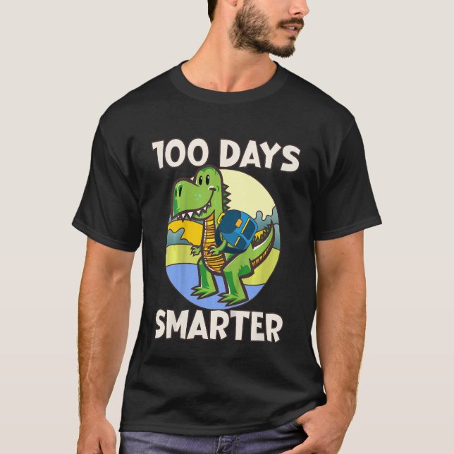 Kids 100 days smarter, Cute dino Happy 100th Day o T Shirt (Framsida)