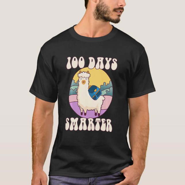 Kids 100 days smarter, Cute llama Happy 100th Day  T Shirt (Framsida)