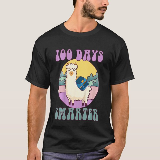 Kids 100 days smarter, Cute llama Happy 100th Day  T Shirt (Framsida)
